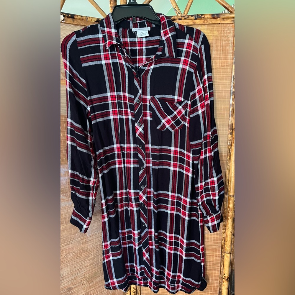 BLL nyc. Navy and Red Plaid Dress